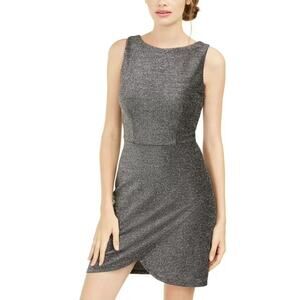 B. Darlin Black Metallic Tulip Hem Sleeveless Mini Sheath Dress Juniors 3/4 NWT